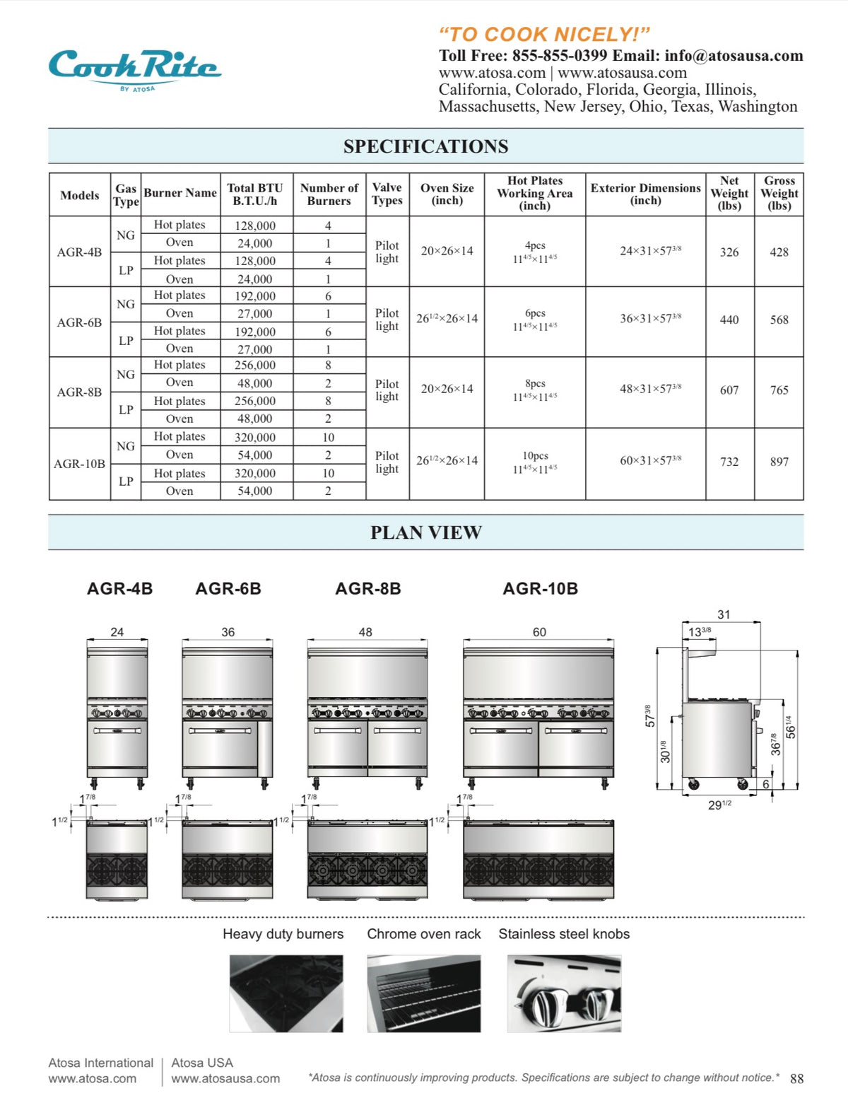 CookRite - AGR-4B-LP - AGR-4B-NG - Range, 24", 4 Open Burners - Maltese & Co