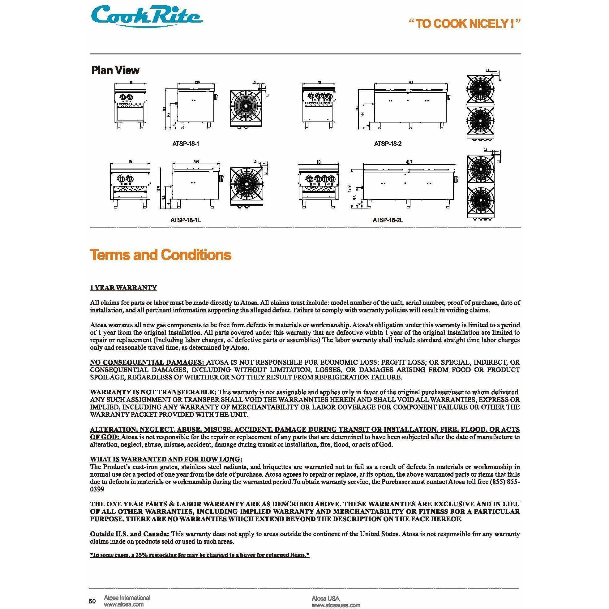 CookRite - 2 Burners, Independent Manual Control - Liquid Propane - Maltese & Co New and Used  restaurant Equipment 