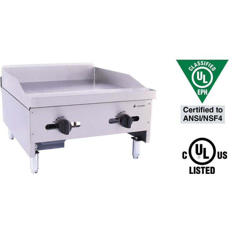 Venancio - 24" Gas Griddle - 2 manual Controls - CG24-2 - Maltese & Co New and Used  restaurant Equipment 