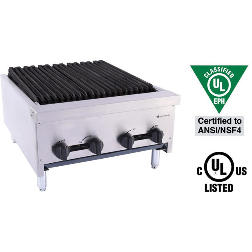 Venancio - 24" Gas Charbroiler - 4 Manual Controls - CGG24 - Maltese & Co New and Used  restaurant Equipment 