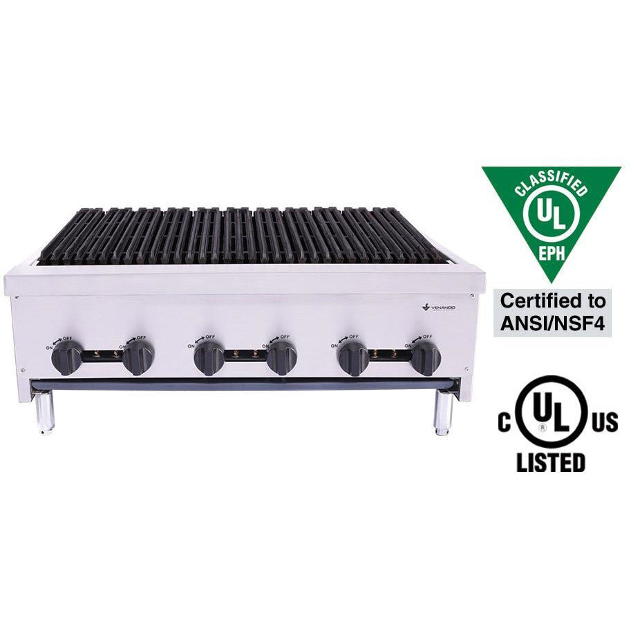 Venancio - 36" Gas Charbroiler - 6 Manual Controls - CGG36-6 - Maltese & Co New and Used  restaurant Equipment 