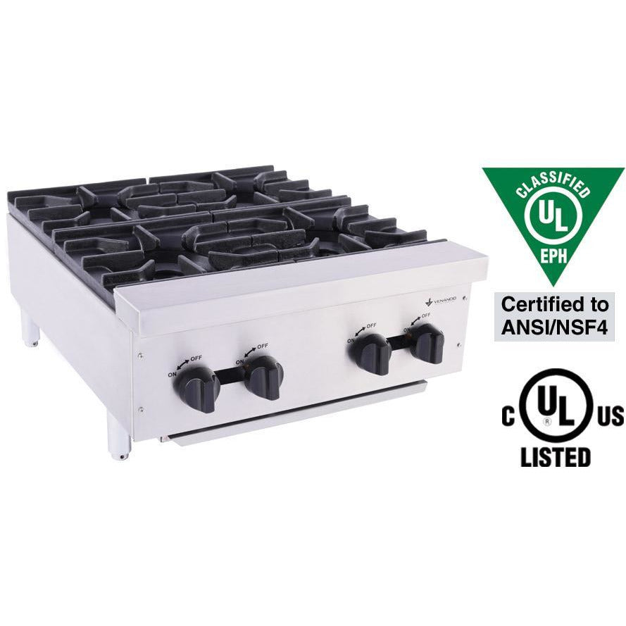 Venancio - 24" Gas Hot Plate - 4 Burner Controls - FA4M - Maltese & Co New and Used  restaurant Equipment 