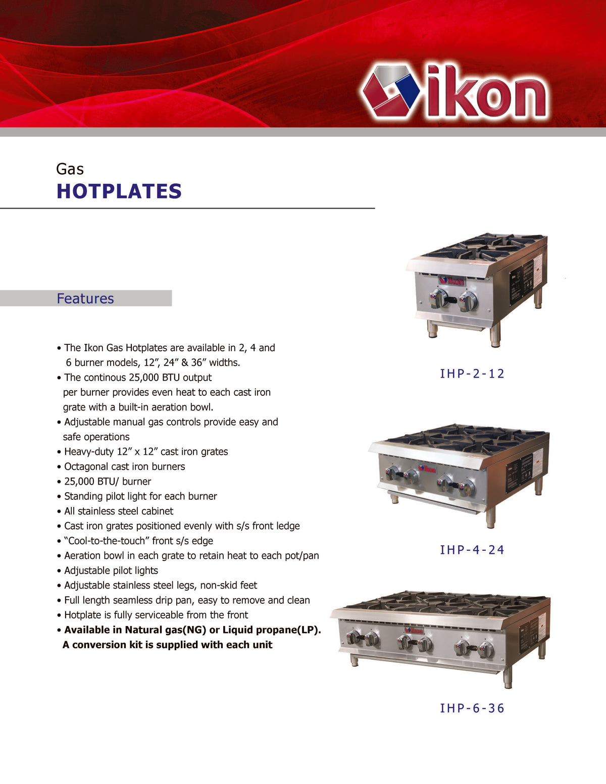 IKON COOKING - IHP-4-24 - Gas Hotplate - 4 burner - Brand New - Maltese & Co New and Used  restaurant Equipment 