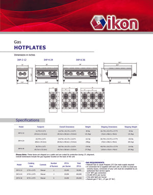 IKON COOKING - IHP-2-12 - Gas Hotplate - 2 burner - Brand New - Maltese & Co New and Used  restaurant Equipment 