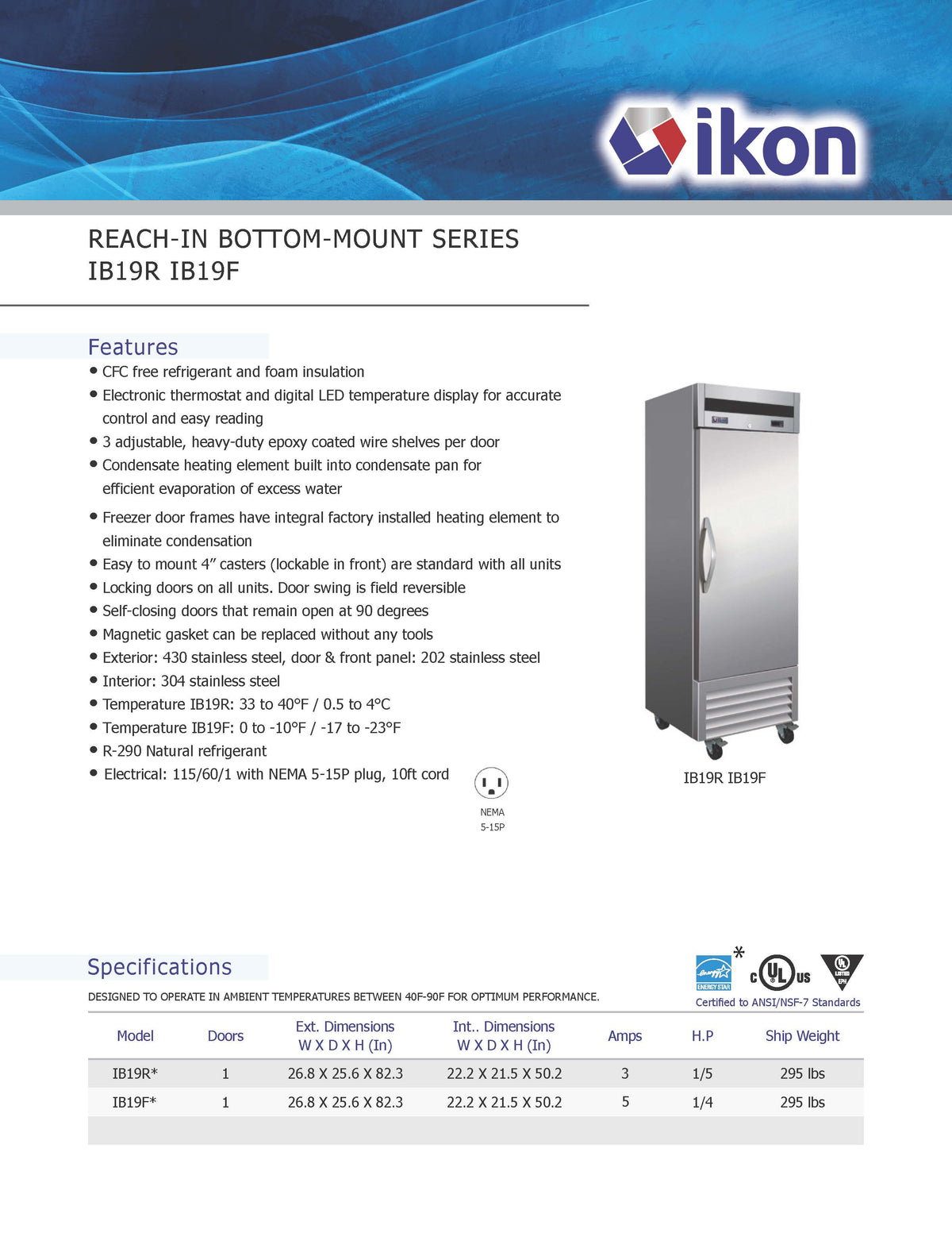 IKON - IB19F - Single Door Stainless Steel Upright Bottom Mount Freezer - Brand New - Maltese & Co New and Used  restaurant Equipment 