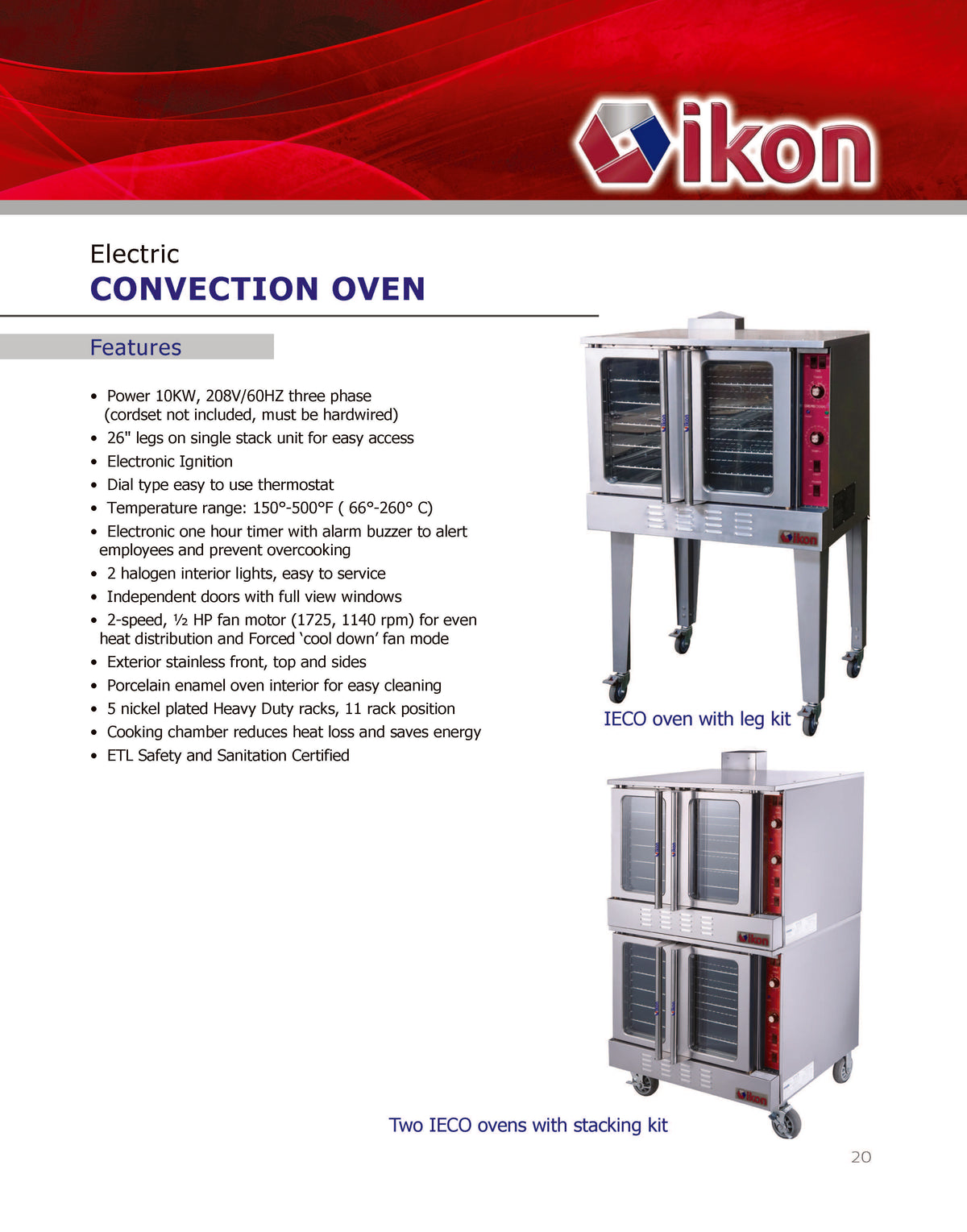 IKON COOKING - IECO-2 - Double Stack Electric Convection Oven - Brand New - Maltese & Co New and Used  restaurant Equipment 