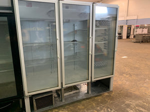 Master-Bilt Three Section Swing Glass Door White Merchandiser Freezer - Maltese & Co New and Used  restaurant Equipment 
