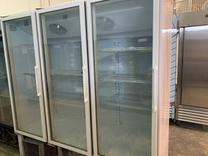 Master-Bilt Three Section Swing Glass Door White Merchandiser Freezer - Maltese & Co New and Used  restaurant Equipment 