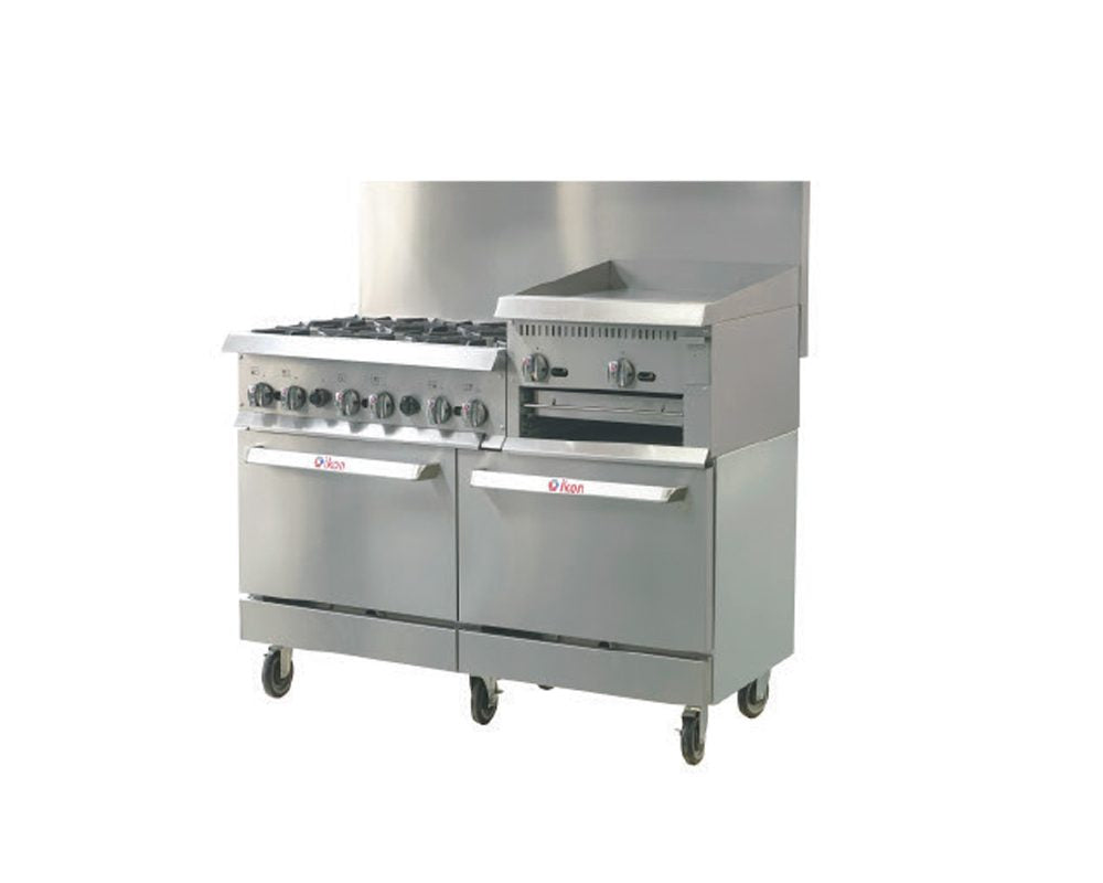 IKON COOKING - IR-6B-24RG-60 - Range 60" - 6 burners - 24" raised griddle - Brand New - Maltese & Co New and Used  restaurant Equipment 
