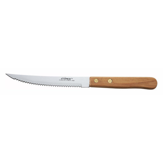 Winco - K-45W - Steak Knives, 4-1/2" Blade, Wooden Hdl, Pointed Tip - Flatware - Maltese & Co New and Used  restaurant Equipment 