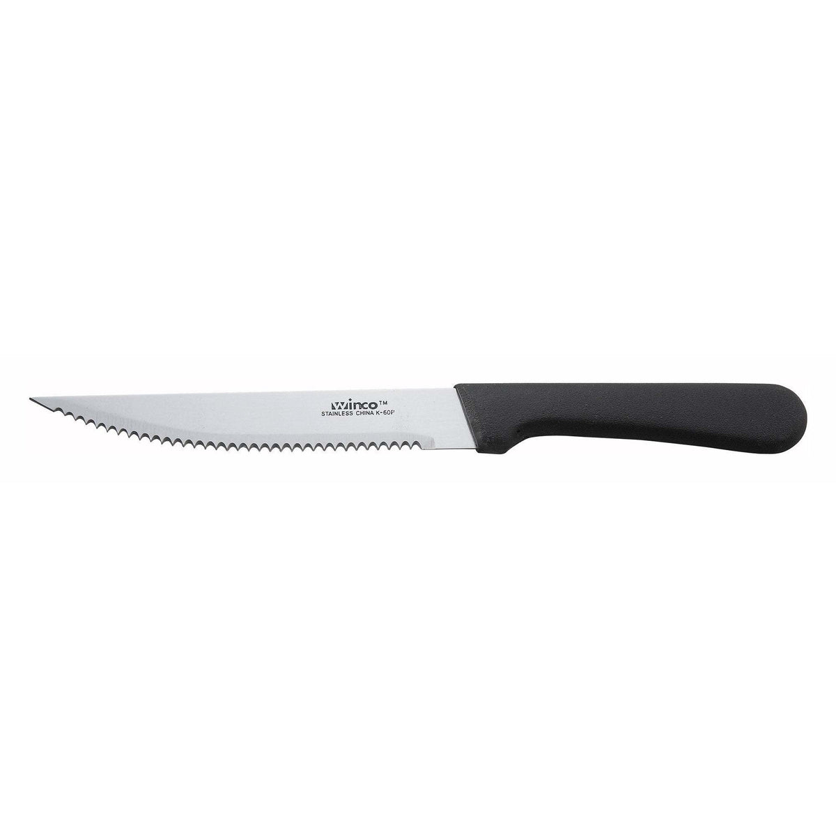 Winco - K-60P - Steak Knives, 5" Blade, Black PP Hdl, Pointed Tip - Flatware - Maltese & Co New and Used  restaurant Equipment 