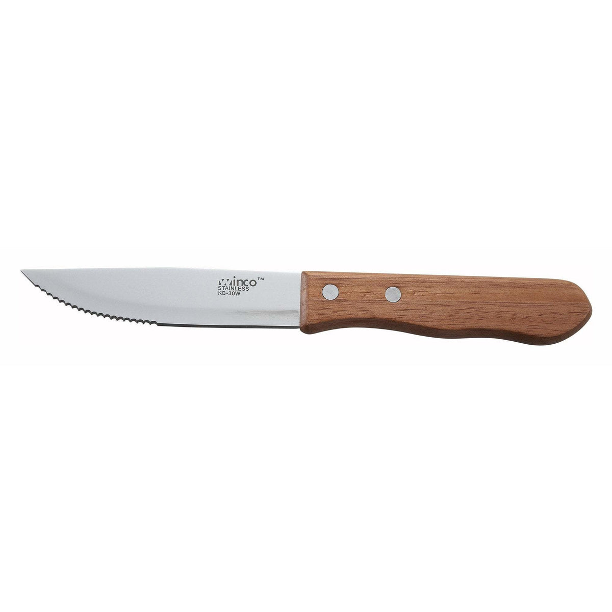 Winco - KB-30W - Jumbo Steak Knives, 5" Blade, Wooden Hdl, Pointed Tip - Flatware - Maltese & Co New and Used  restaurant Equipment 