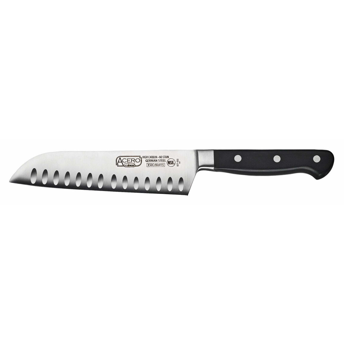 Winco - KFP-70 - ACERO 7" Santoku Knife, Triple Riveted, Full Tang Forged Blade - Chef Cutlery - Maltese & Co New and Used  restaurant Equipment 