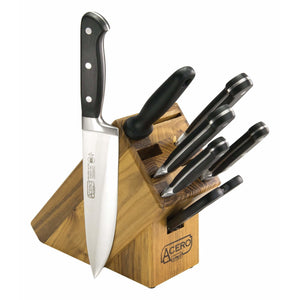 Winco - KFP-BLKA - ACERO 7-Pc Knife Block Set (KFP-35,50,61,80,82, KS-06, 8" Steel) - Chef Cutlery - Maltese & Co New and Used  restaurant Equipment 
