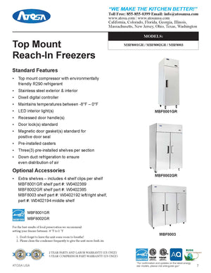 Atosa - Top Mount - Three Door Freezer - 69.2 Cubic Ft. - Maltese & Co New and Used  restaurant Equipment 