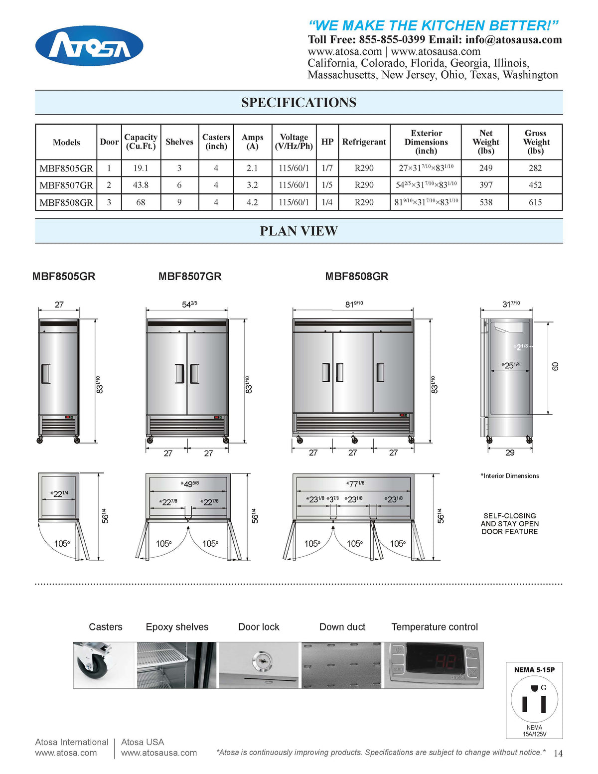 Atosa - Bottom Mount - Three Door Refrigerator - 67.99 Cubic Ft. - Maltese & Co New and Used  restaurant Equipment 