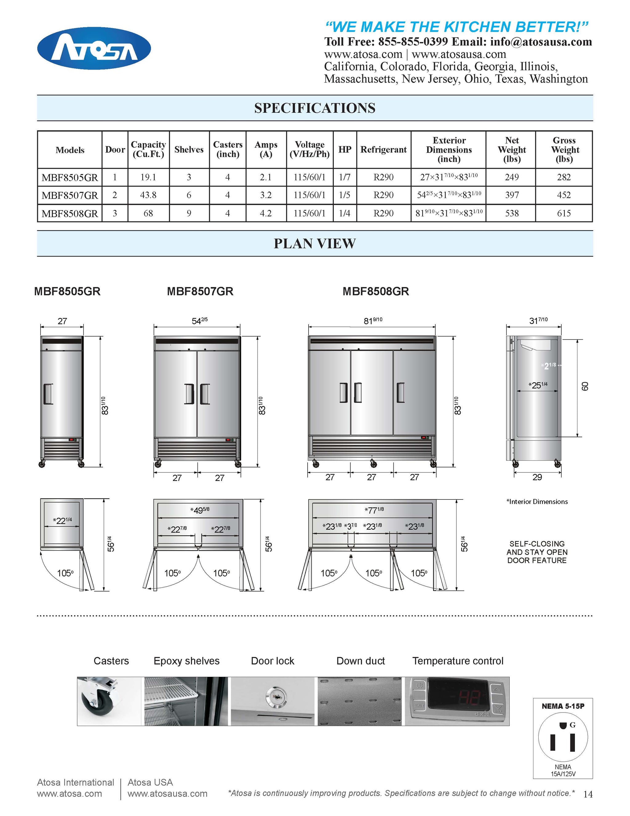 Atosa - Bottom Mount - One Door Refrigerator - 19.1 Cubic Ft. - Maltese & Co New and Used  restaurant Equipment 