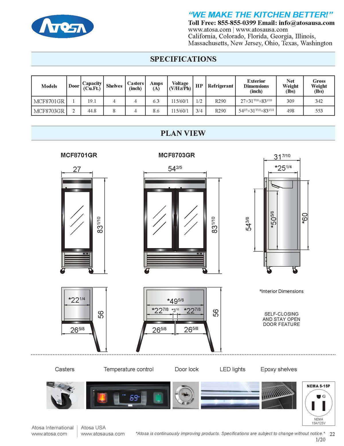 Atosa MCF8701GR Bottom Mount - One Glass Door Freezer - 19.1 Cubic Ft. - Maltese & Co New and Used  restaurant Equipment 