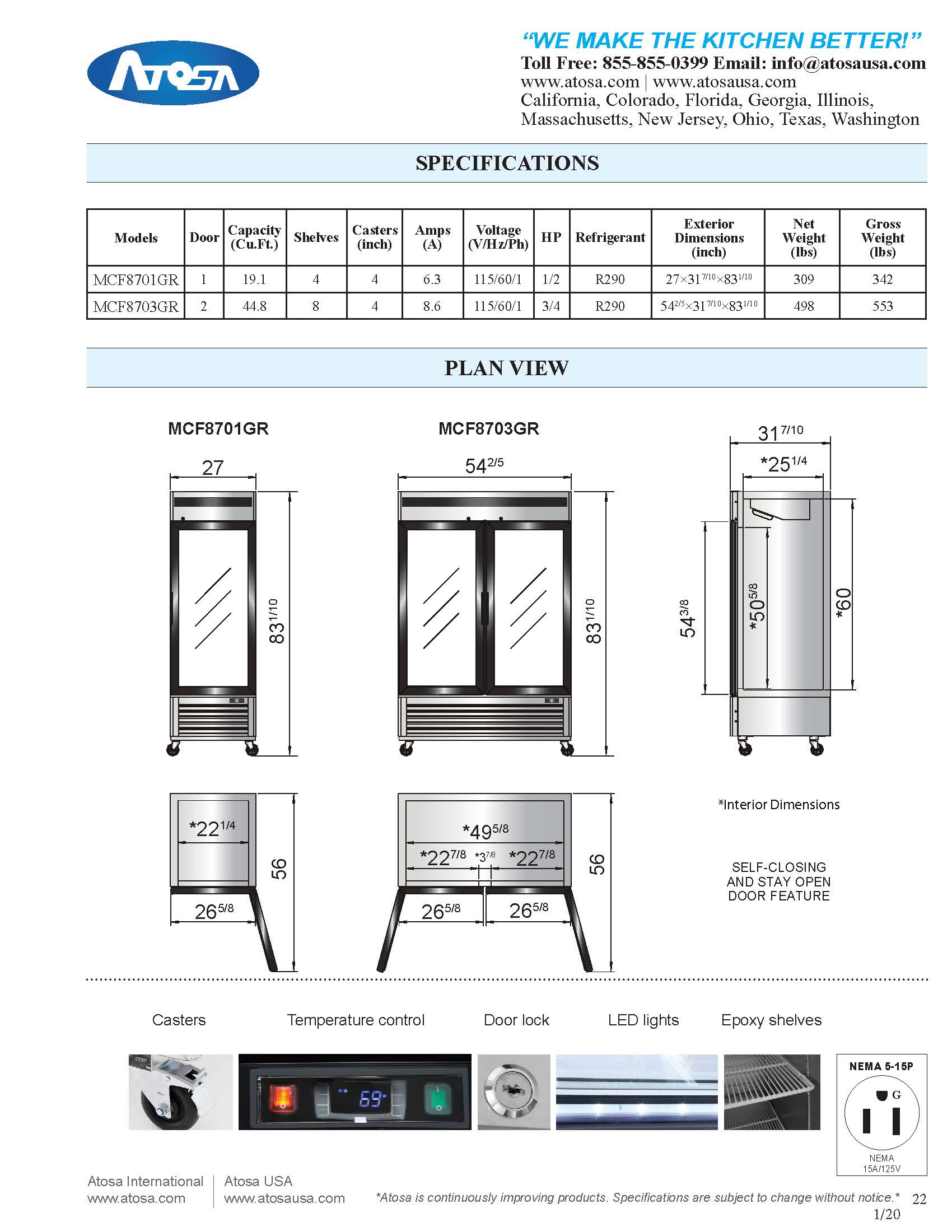 Atosa MCF8701GR Bottom Mount - One Glass Door Freezer - 19.1 Cubic Ft. - Maltese & Co New and Used  restaurant Equipment 
