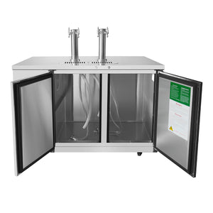 Atosa MKC58 58'' Keg Cooler - Stainless Steel Exterior & Interior - Dual Faucet Tower - 17.3 Cubic Ft - Maltese & Co New and Used  restaurant Equipment 