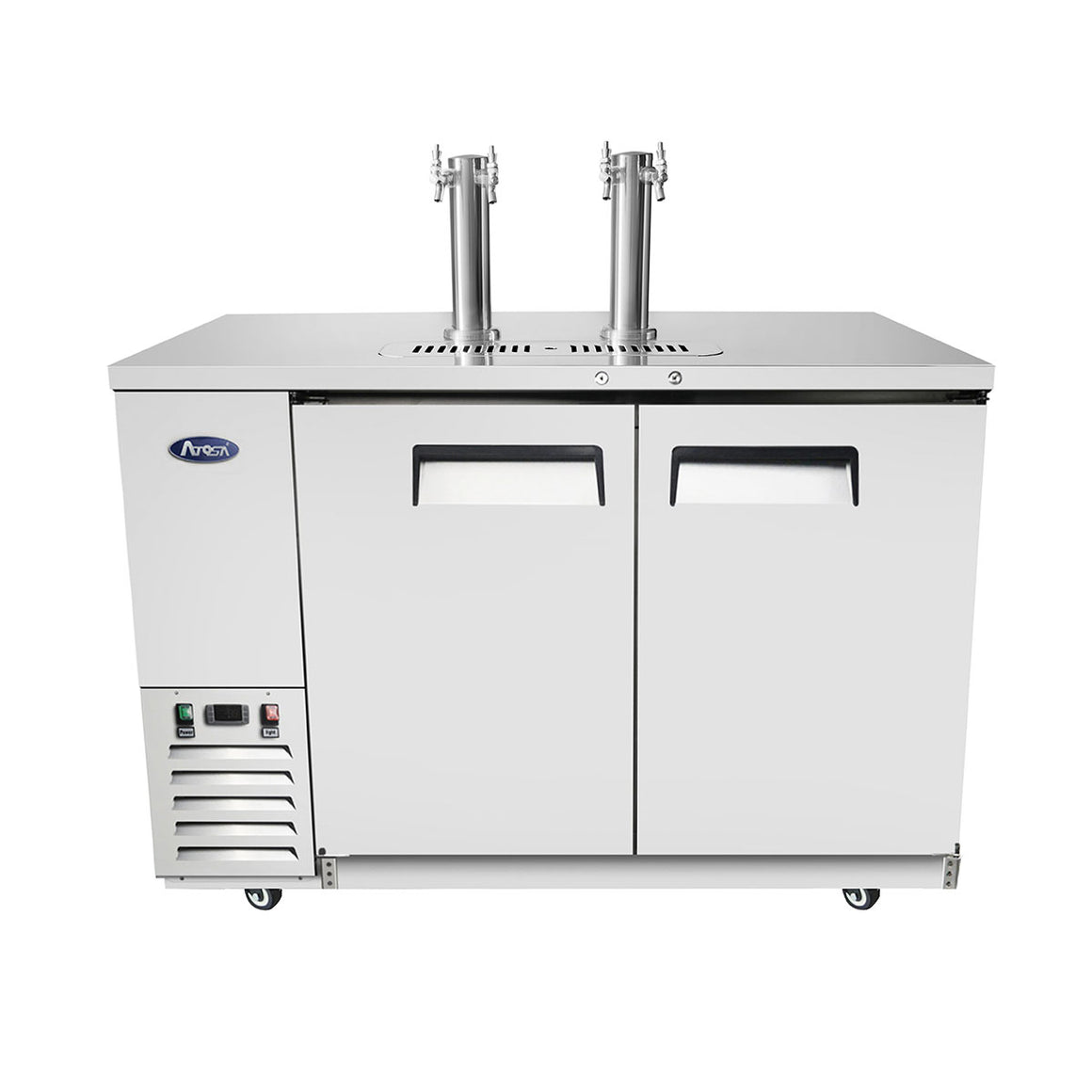 Atosa MKC58 58'' Keg Cooler - Stainless Steel Exterior & Interior - Dual Faucet Tower - 17.3 Cubic Ft - Maltese & Co New and Used  restaurant Equipment 
