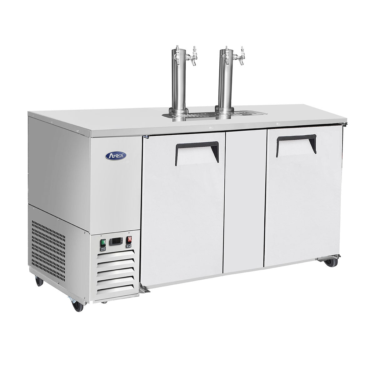 Atosa MKC68 68'' Keg Cooler - Stainless Steel Exterior & Interior - Dual Faucet Tower - 21.5 Cubic Ft - Maltese & Co New and Used  restaurant Equipment 