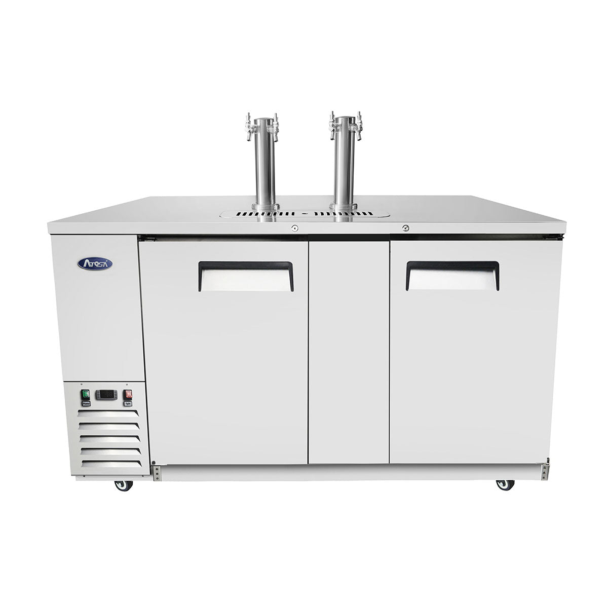 Atosa MKC68 68'' Keg Cooler - Stainless Steel Exterior & Interior - Dual Faucet Tower - 21.5 Cubic Ft - Maltese & Co New and Used  restaurant Equipment 