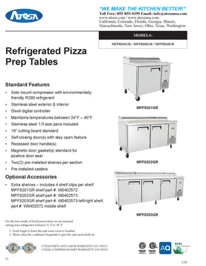 Atosa MPF8201GR 44'' Pizza Prep Table - 9.7 Cubic Ft - Maltese & Co New and Used  restaurant Equipment 