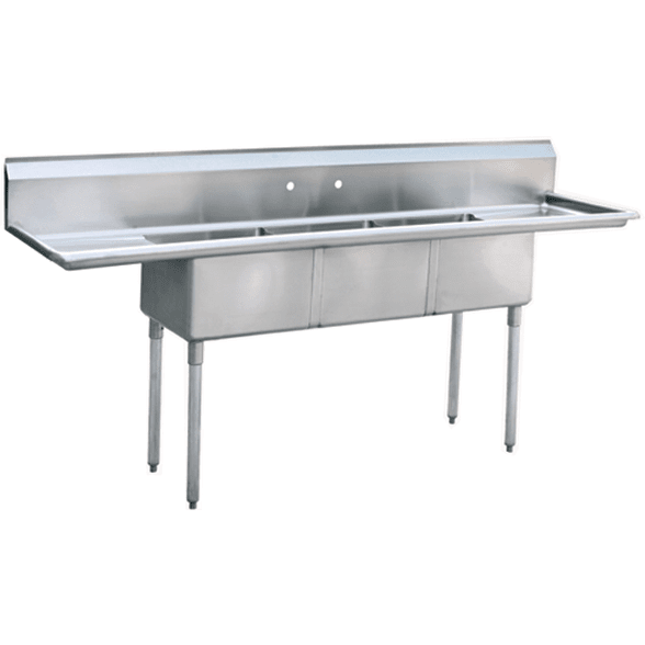 Mix Rite - Three Compartment Bakery Sheet Pan Sink, 24'' left & right Drainboards  - NSF - Maltese & Co New and Used  restaurant Equipment 