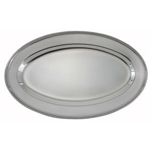 Winco - OPL-12 - Serving Platter, Oval, 12" x 8-5/8", Stainless Steel - Tabletop - Maltese & Co New and Used  restaurant Equipment 
