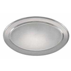 Winco - OPL-20 - Serving Platter, Oval, 20"x 13-3/4", Stainless Steel - Tabletop - Maltese & Co New and Used  restaurant Equipment 