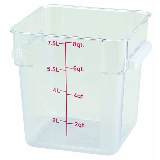 Winco - PCSC-8C - 8qt Square Storage Container, Clear, PC - Food Storage - Maltese & Co New and Used  restaurant Equipment 