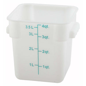 Winco - PESC-4 - 4qt Square Storage Container, White, PP - Food Storage - Maltese & Co New and Used  restaurant Equipment 