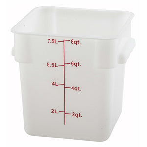 Winco - PESC-8 - 8qt Square Storage Container, White, PP - Food Storage - Maltese & Co New and Used  restaurant Equipment 