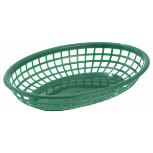 Winco - PFB-10G - Fast Food Baskets, Oval, 9-1/2" x 5" x 2", Green - Tabletop - Maltese & Co New and Used  restaurant Equipment 