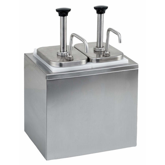 Winco - PKTS-2D - Condiment Dispenser with 2 Standard Pumps - Tabletop - Maltese & Co New and Used  restaurant Equipment 