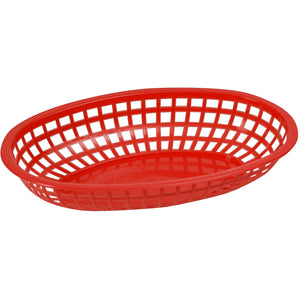 Winco - POB-R - Fast Food Baskets, Oval, 10-1/4" x 6-3/4" x 2", Red - Tabletop - Maltese & Co New and Used  restaurant Equipment 