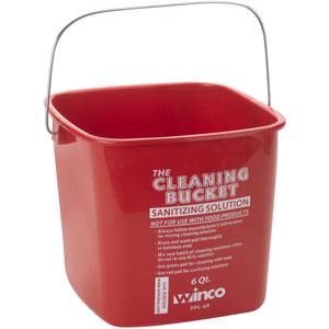 Winco - PPL-6R - 6qt Cleaning Bucket, Red Sanitizing Solution - Janitorial - Maltese & Co New and Used  restaurant Equipment 
