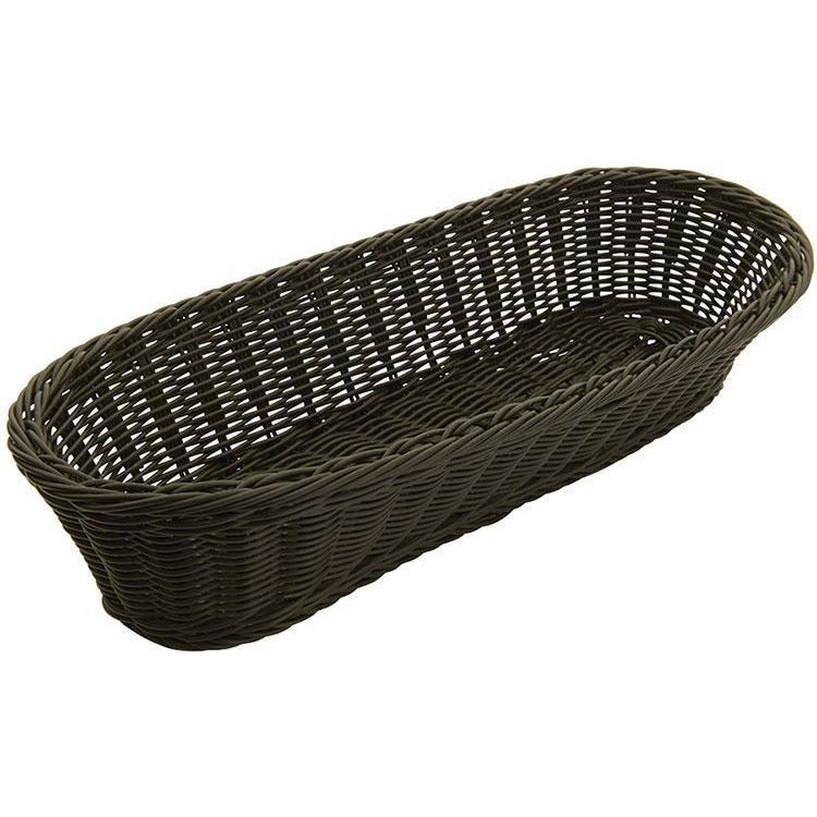 Winco - PWBK-156V - Poly Woven Baskets, Oval, 15" x 6-1/2" x 3-1/4", Black, 6pcs/pk - Tabletop - Maltese & Co New and Used  restaurant Equipment 