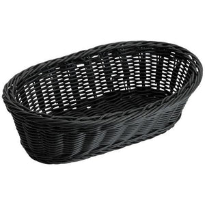 Winco - PWBK-94B - Poly Woven Baskets, Oval, 9" x 4-1/2" x 3", Black, 6pcs/pk - Tabletop - Maltese & Co New and Used  restaurant Equipment 