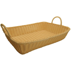 Winco - PWBN-1914T - Poly Woven Baskets, Rectangular w/Hdls, 19" x 14" x 4", Natural, 3pcs/pk - Tabletop - Maltese & Co New and Used  restaurant Equipment 