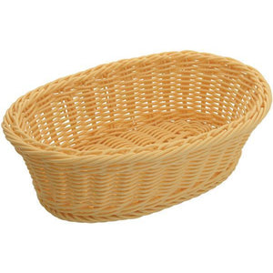 Winco - PWBN-96V - Poly Woven Baskets, Oval, 9-1/4" x 6-1/4" x 3-1/4", Natural, 6pcs/pk - Tabletop - Maltese & Co New and Used  restaurant Equipment 