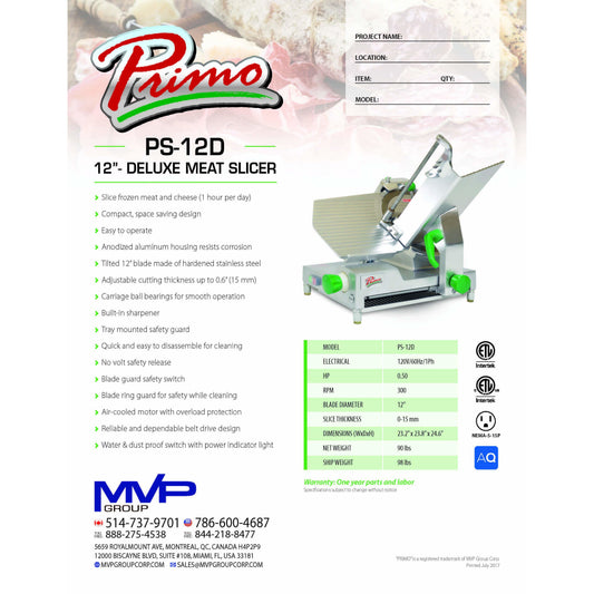 PRIMO PS-12D SLICER - Maltese & Co New and Used  restaurant Equipment 
