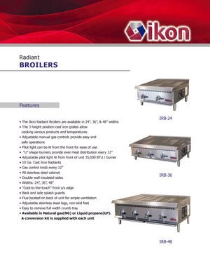 IKON COOKING - IRB-36  - Radiant broiler - 36” - Brand New - Maltese & Co New and Used  restaurant Equipment 