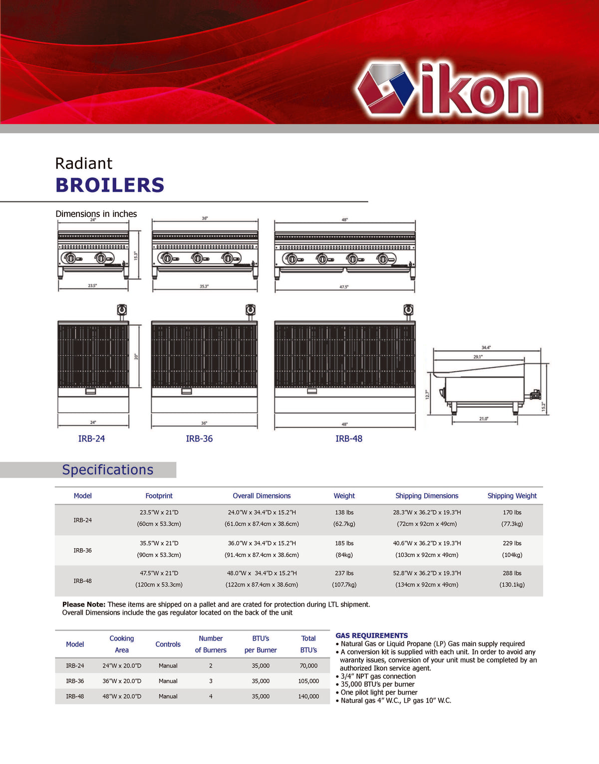 IKON COOKING - IRB-12 - Radiant Broiler - 12" - Brand New - Maltese & Co New and Used  restaurant Equipment 