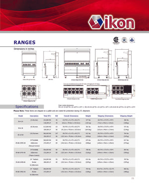 IKON COOKING - IR-6-36  - Gas Range - 6 burners with oven - Brand New - Maltese & Co New and Used  restaurant Equipment 