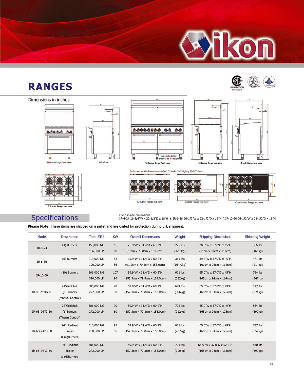 IKON COOKING - IR-6B-24RG-60 - Range 60" - 6 burners - 24" raised griddle - Brand New - Maltese & Co New and Used  restaurant Equipment 