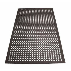 Winco - RBM-35K - Rubber Floor Mat, 3' x 5' x 1/2", Beveled Edges, Black - Janitorial - Maltese & Co New and Used  restaurant Equipment 