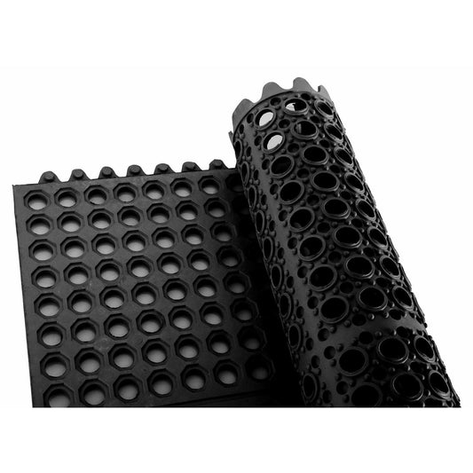 Winco - RBMI-33K - Rubber Floor Mat, 3' x 3', Interlocking, Black - Janitorial - Maltese & Co New and Used  restaurant Equipment 