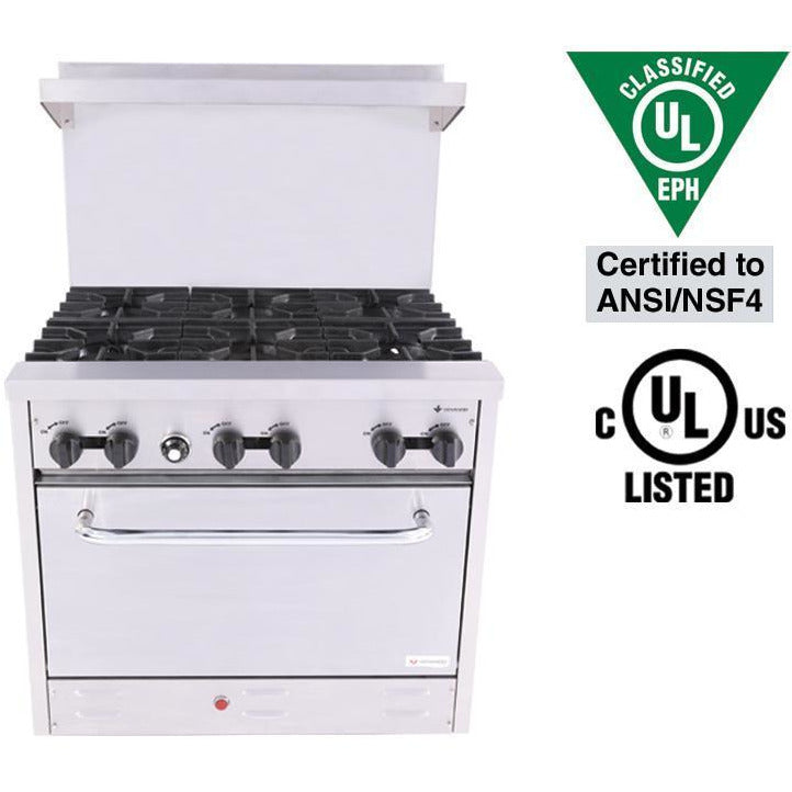 36" Heavy Duty Gas Range - 6 Burners and Oven Controls - S360 - Maltese & Co New and Used  restaurant Equipment 